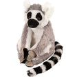 Ring Tailed Lemur plush with soft gray fur, white belly, and black striped tail, perfect for cuddling and play.
