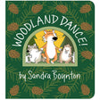 Woodland Dance book cover with fox, wolf, and beaver dancing surrounded by pine cones and green pine branches.