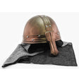 Knight Hat featuring a bronze polyurethane nasal helm with knit coif and rivet details for adults.