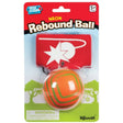 Rebound Ball with orange and green foam ball, stretchable cord, and red Velcro wrist bracelet for ages 5 and up.
