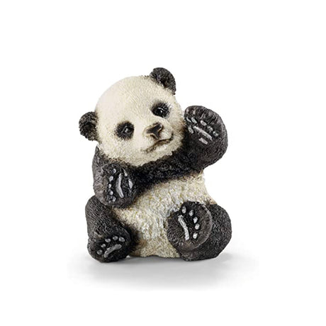 Panda Cub figurine sitting and playing with raised paws, detailed texture and friendly expression.