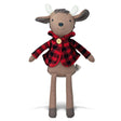 Organic Buffalo Romeo plush toy wearing a red plaid jacket made from organic cotton knit, 15 inches tall.