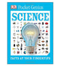 Cover of Pocket Genius Science book featuring a large light bulb and science icons on a blue background.