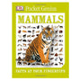 Pocket Genius Mammals book cover featuring a tiger and multiple mammal illustrations on a bright green background.