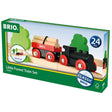 Little Forest Set wooden train with logs on BRIO track, perfect for imaginative forest play for ages 2 and up.