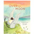 Cover of Over the Moon showing two wolves and a child looking up at the moon by a riverside.