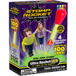 Stomp Rocket Ultra LED toy packaging with kids stomping to launch foam-tipped rockets up to 100 feet high.