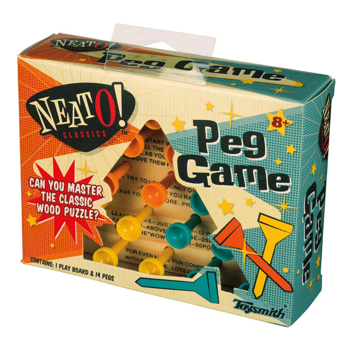 Peg Game classic wooden puzzle with colorful pegs, challenging and fun for puzzle lovers ages 8 and up.