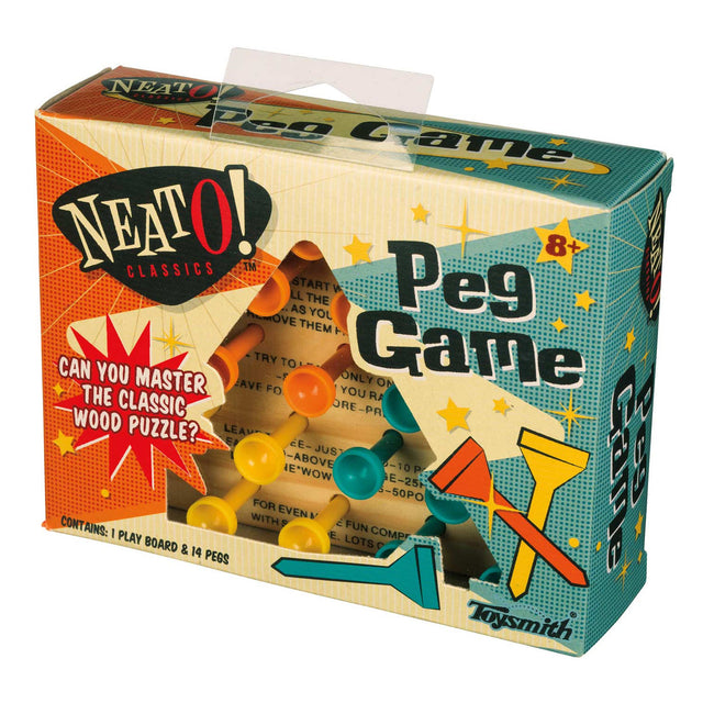 Peg Game classic wooden puzzle with colorful pegs, challenging and fun for puzzle lovers ages 8 and up.