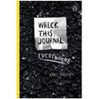 Wreck This Journal Everywhere book cover with crumpled paper design and textured black background by Keri Smith.