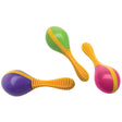 Marachas Maracito plastic egg shakers with handles in assorted colors, easy to hold, producing a clean chick-sound.
