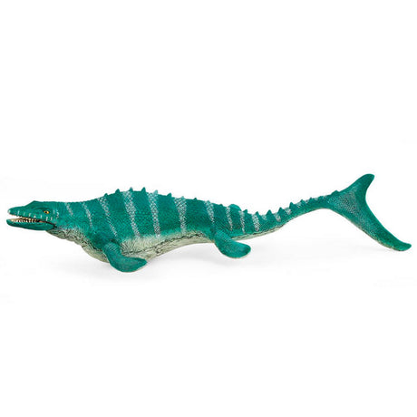 Mosasaurus toy with movable jaw and pointy teeth, detailed fins, perfect for dinosaur lovers aged 4-12 years.