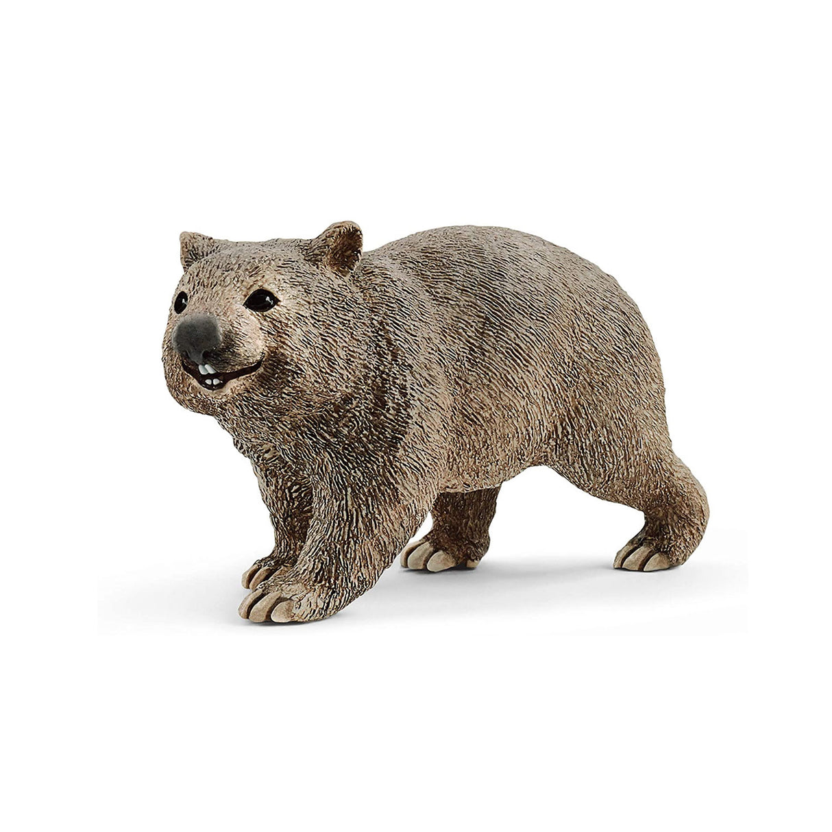 Wombat figurine with grey-brown fur, large head, and short legs, detailed paws and claws, perfect for ages 3-8 years.