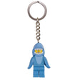 Lego KeyLight Shark Suit Guy keychain featuring a minifigure in a blue shark costume with a metal ring and chain.