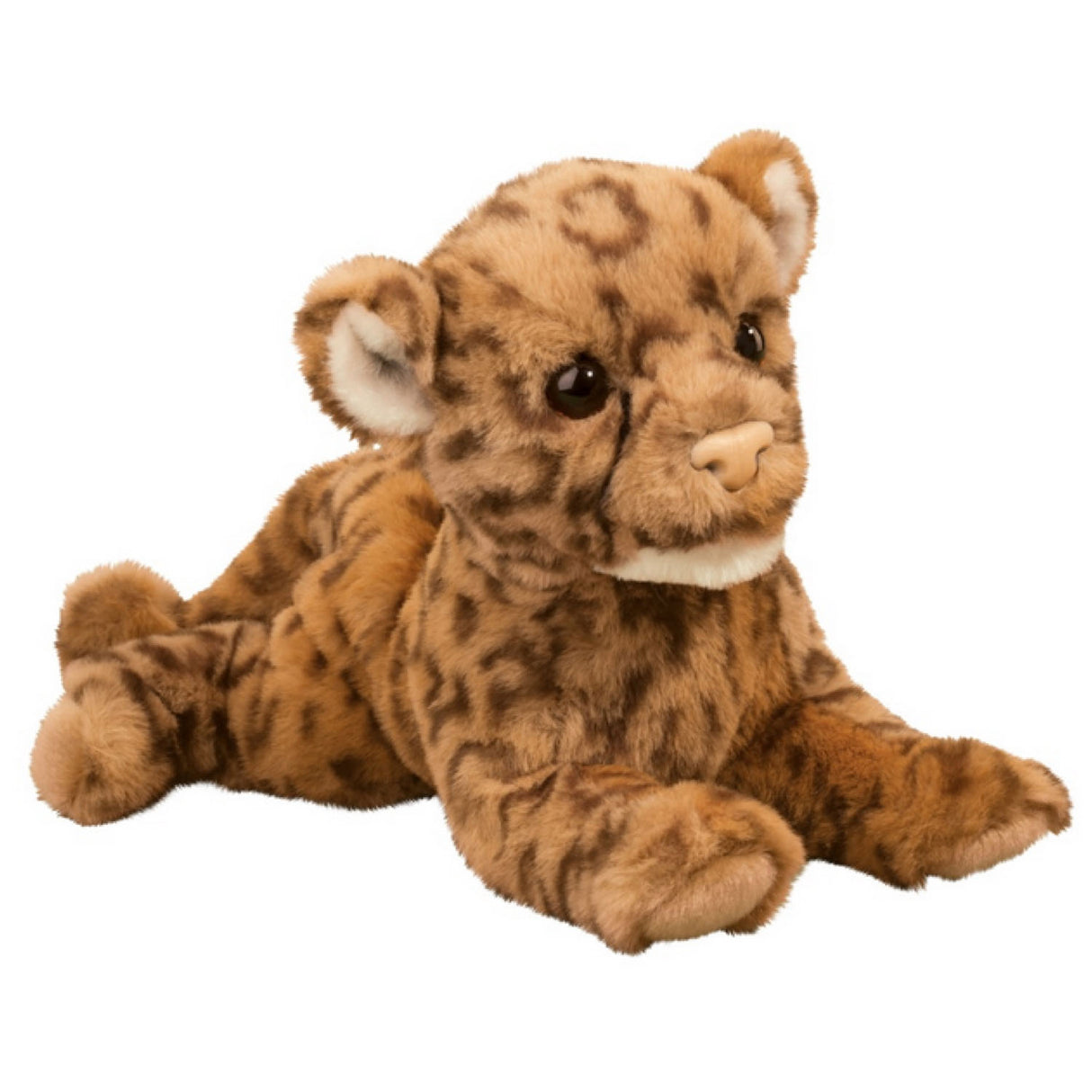 Leopard Cub Lottie plush with soft tan fur, mottled spots, lifelike eyes, and cuddly pose for imaginative play.