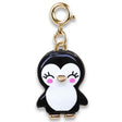 Gold Penguin Charm featuring a cute enamel penguin with pink cheeks and gold-tone details perfect for charm collections.