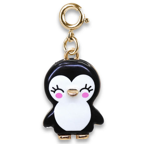 Gold Penguin Charm featuring a cute enamel penguin with pink cheeks and gold-tone details perfect for charm collections.