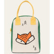 Zipper Lunch Bag | Fox with roomy organic cotton design, food-safe lining, and yellow handles for easy carrying.