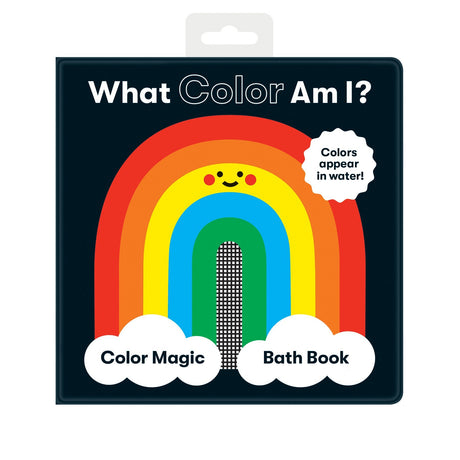 Bath Book Color Magic | What Color Am I? featuring a colorful rainbow with colors that appear in water for kids.