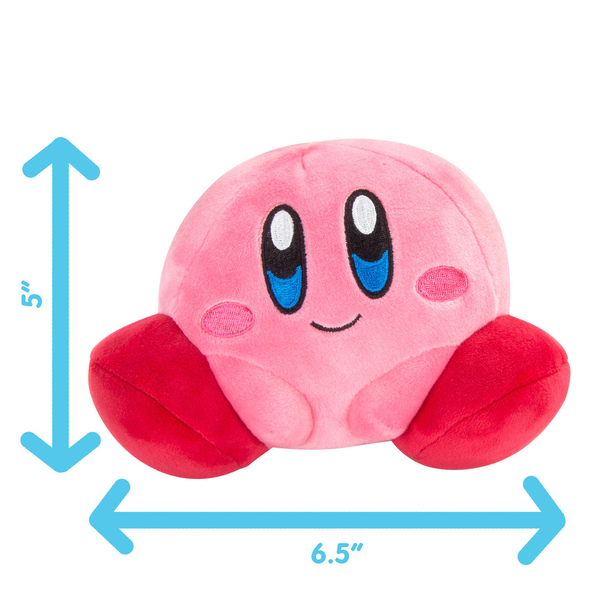 Kirby Character plush shows a soft, pink, and huggable pillow toy measuring 6.5 by 5 inches.