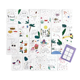 Activity Cards Connect Dots featuring 24 numbered trails with fun designs and tic tac toe game on the back.
