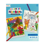 Color by Numbers Wonderful World Coloring Book with Statue of Liberty and Taj Mahal illustrations for kids ages 6 and up.