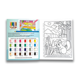 Color by Numbers Wonderful World Coloring Book open to color guide and Canada page with numbered illustrations for kids.