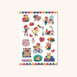 4.25" x 5.8" sheet of 17 stickers featuring cats doing different activities in Paris.