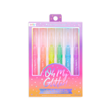 Oh My Glitter! Liquid Glitter Highlighters set of six neon colors with glittery chisel tip ink for highlighting and decorating.
