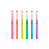 Oh My Glitter! Liquid Glitter Highlighters set of 6 neon colors with sparkly ink and chisel tips in iridescent barrels.