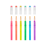 Oh My Glitter! Liquid Glitter Highlighters set of 6 neon sparkly colors with clear glittery barrels and chisel tips.