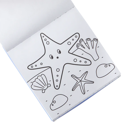 Carry Along Sea Life coloring book page featuring a starfish and sea creatures for kids to color on the go.