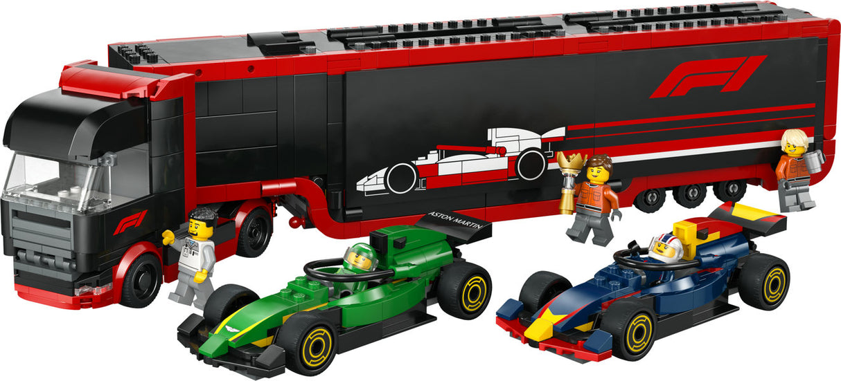 City F1 Truck with RB20 & AMR24 F1 Cars