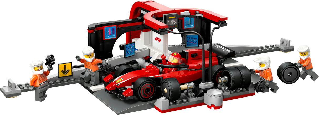 City F1 Pit Stop & Crew with Ferrari Car