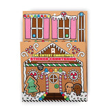 Kawaii Christmas Sticker Advent Calendar featuring a sparkly gingerbread house with cute holiday-themed stickers and countdown windows.