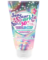 Sea Star Sparkle Cosmic Marshmallow Bio Glitter Sunscreen SPF 50 with eco-friendly glitter and broad spectrum protection.
