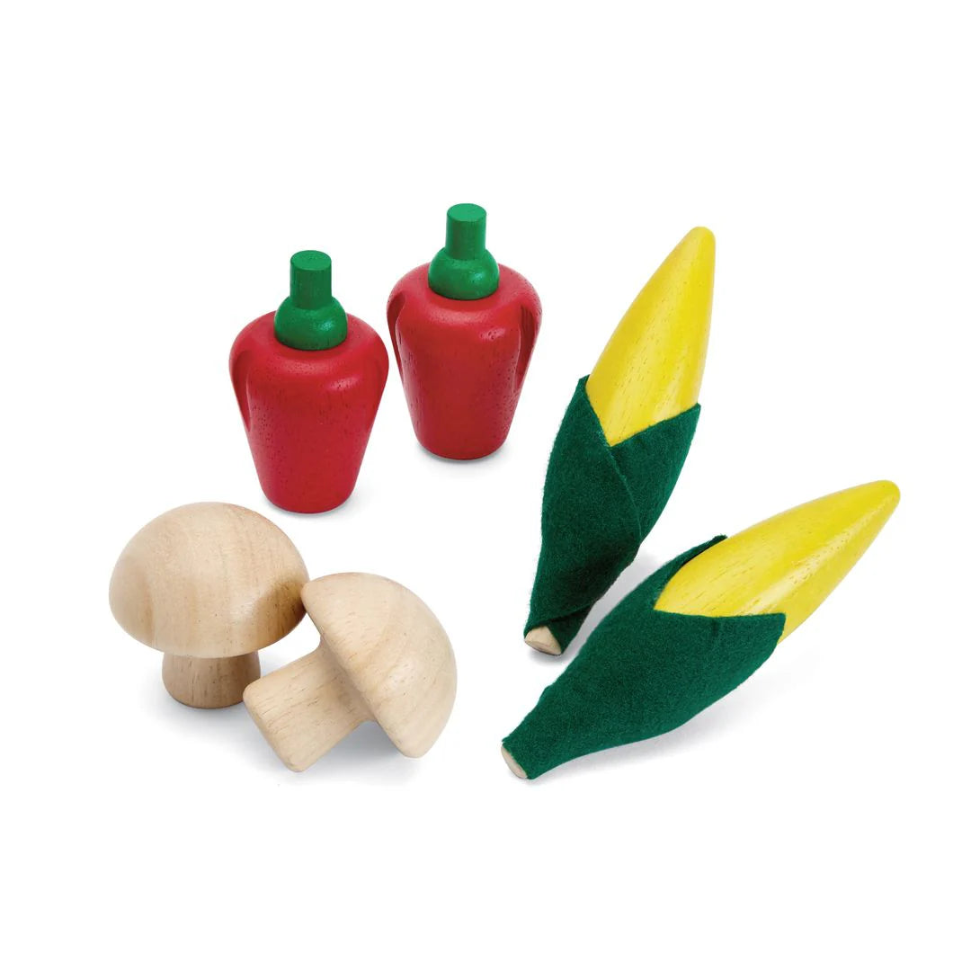 Fresh Product Set | Corns, Mushrooms & Red Bell Peppers