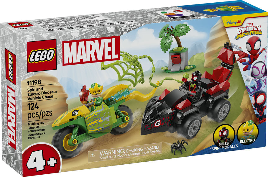 Spidey Spin and Electro Dinosaur Vehicle Chase