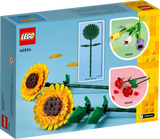 LEGO Botanicals Sunflowers building kit with vibrant yellow petals and green stems, perfect for cheerful floral displays.