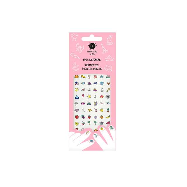 Nail Stickers | Happy featuring 72 colorful, fun designs for kids' nails including unicorns, rainbows, and space themes.