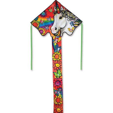 46" Easy-Flyer Flower Unicorn Kite with colorful floral and unicorn design, made for easy flying and fun outdoors.