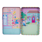 Magnetic Playtime | Rainbow Fairy open tin showing two colorful play scenes with dress-up and outdoor themes.