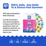 Natpat | Trailpatch Tick Repellent Stickers packaging with colorful, natural, plant-based insect protection stickers for kids.