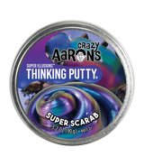 Super Illusions Super Scarab Thinking Putty tin displaying color-shifting purple, blue, and teal putty swirl.