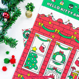 Hello Kitty And Friends Christmas Sticker Advent Calendar with festive holiday decorations and numbered sticker flaps.