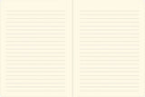 Open journal showing lined cream-colored pages with a smooth texture for writing or sketching