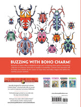 Boho Bugs Coloring Book featuring charming colorful bug illustrations with clean lines and bohemian style shapes.