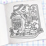 Cozy Corner Coloring Book page featuring a cozy nook with cats, plants, and a missing pet poster for coloring.