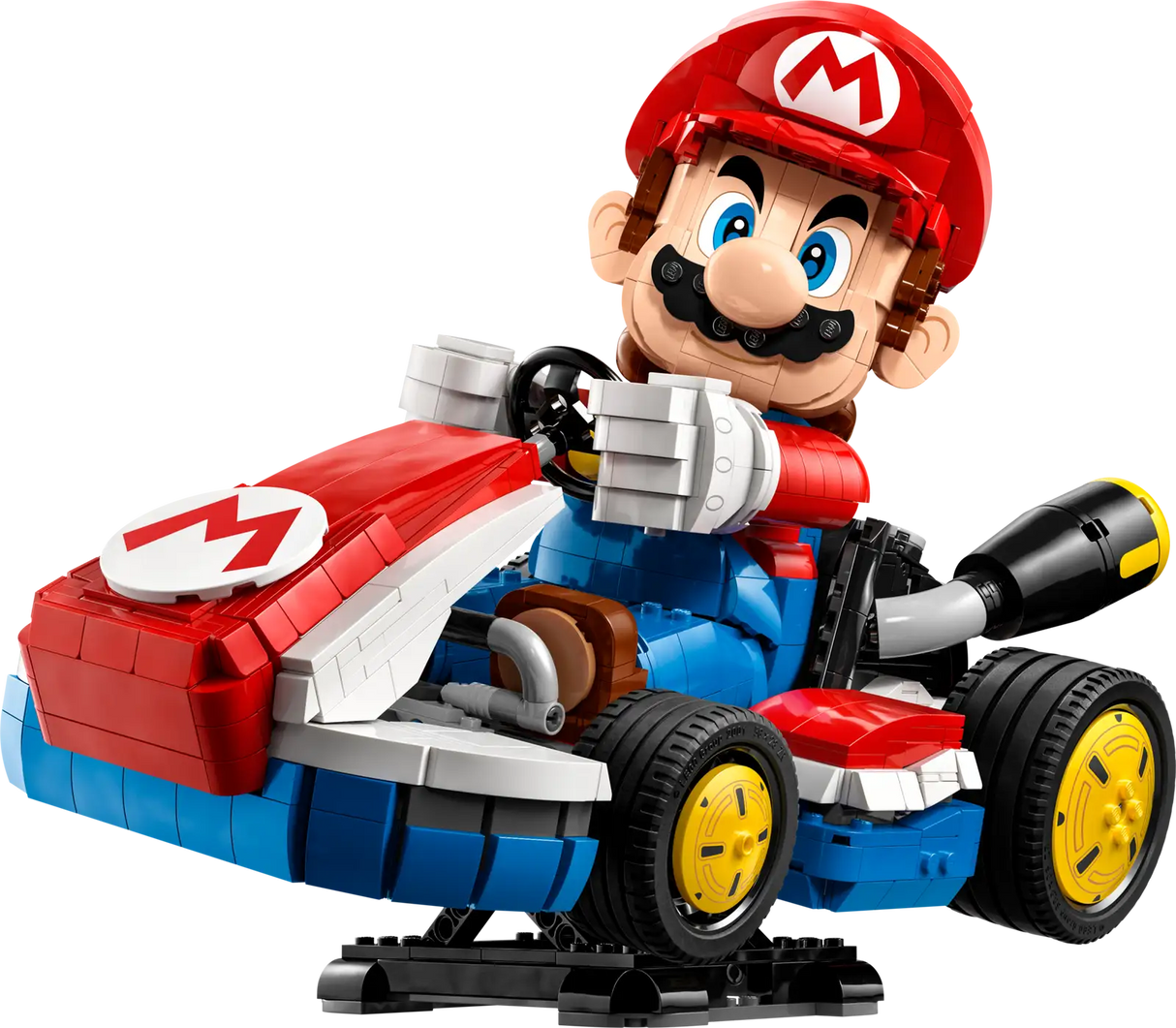 Mario Kart Mario & Standard Kart model with posable Mario figure in red kart on a display stand.