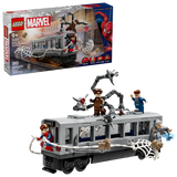 Super Heroes Marvel Spider-Man vs Doc Ock Subway Train Scene LEGO set with 4 minifigures and detailed subway train.